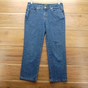 Eddie Bauer Jeans Womens 10 Petite Blue Denim Straight Leg Stretch Classic‎ Fit